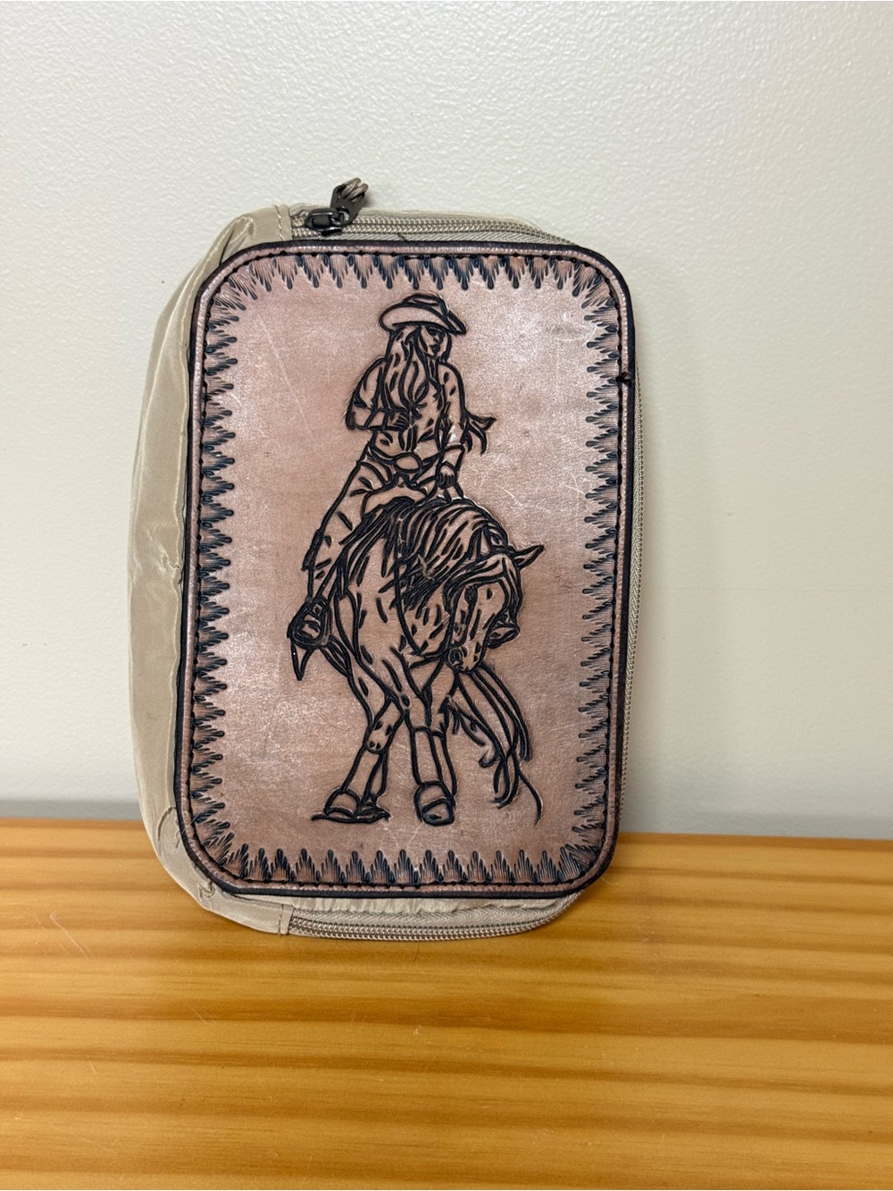Cream Western Rider Cross Body Bag with Horse Embroidery